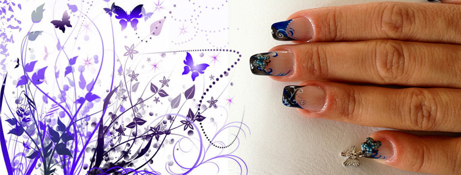 Modèle Nail art gel, papillon de nuit
